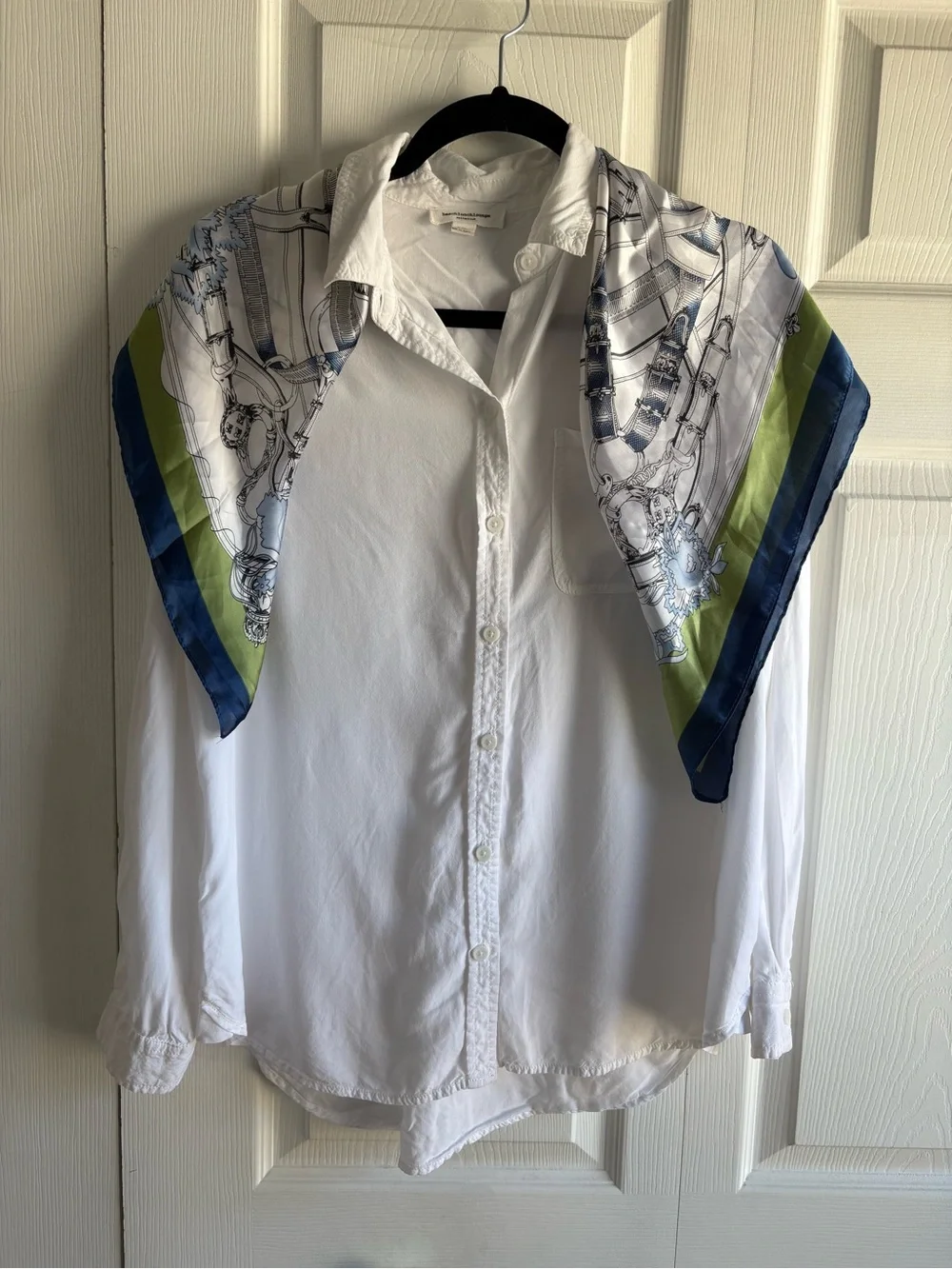 Unbranded Cavalcadour Fleuri Equestrian‎ Belt Crown Floral White Blue Silk Scarf